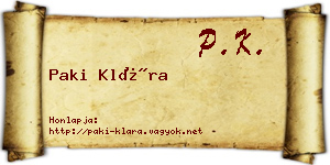 Paki Klára névjegykártya